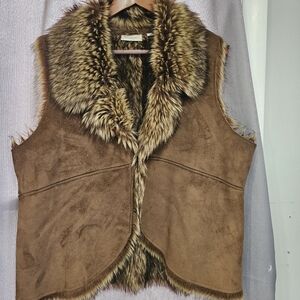 Chico brown faux suede vest size 3
